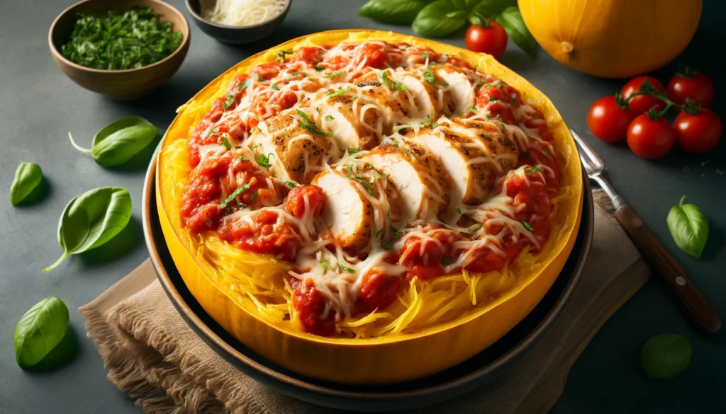 Spaghetti Squash Chicken Parmesan