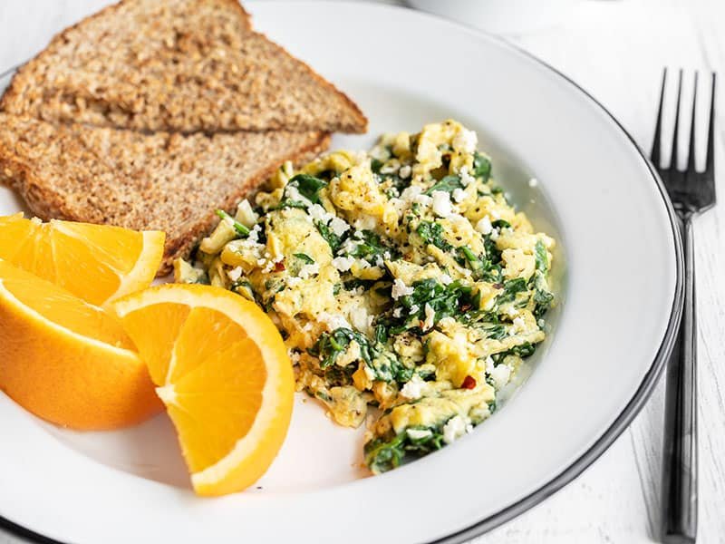 Scrambled Eggs with Spinach and Feta